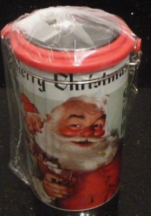 4056-3 € 6,00 coca cola voorraadblik met klemsluiting kerstman met kabouter